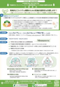 「地域内エコシステム」モデル事業の支援地域を募集中